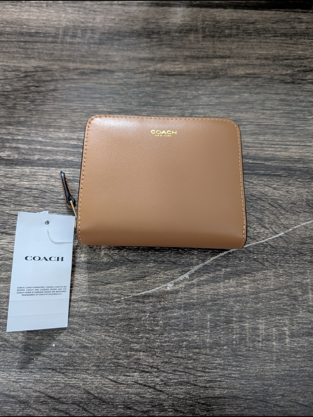 Coach Zip Wallet in Saddle Brown